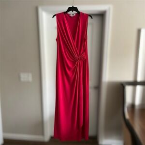 Tommy Bahama Clara Faux Wrap Maxi Dress Women's Large Pink Surplice V Neck